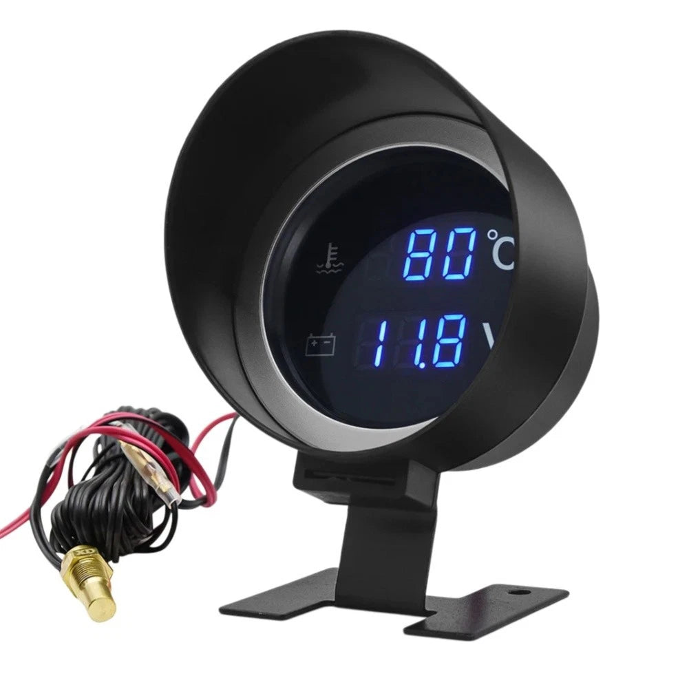 2X Water Temperature and Voltage Gauge Set 52mm with Sensor for Auto Use