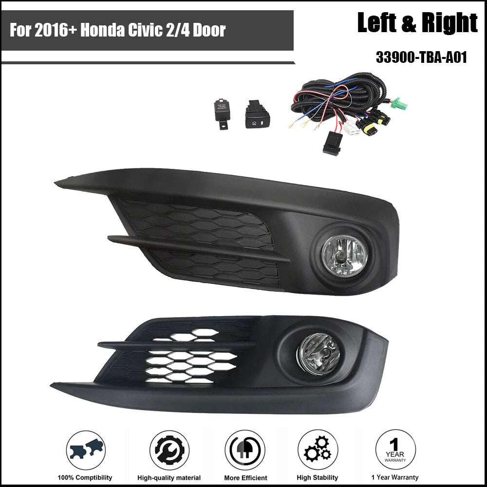Fog Lights Bumper Lamp + Switch Kit for Honda Civic (2016–2023)