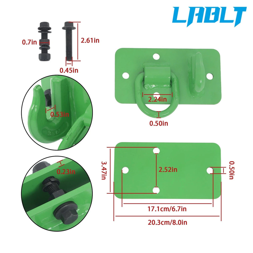 Bucket Hooks with Tie Down Ring for LABLT (Forged Grab Hooks, 1/2" D Rings)