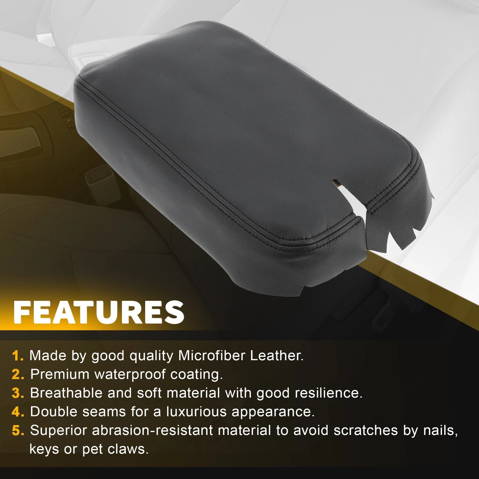 Center Console Lid Armrest Leather Cover Adhesive for Lexus ES350 (2007–2009)
