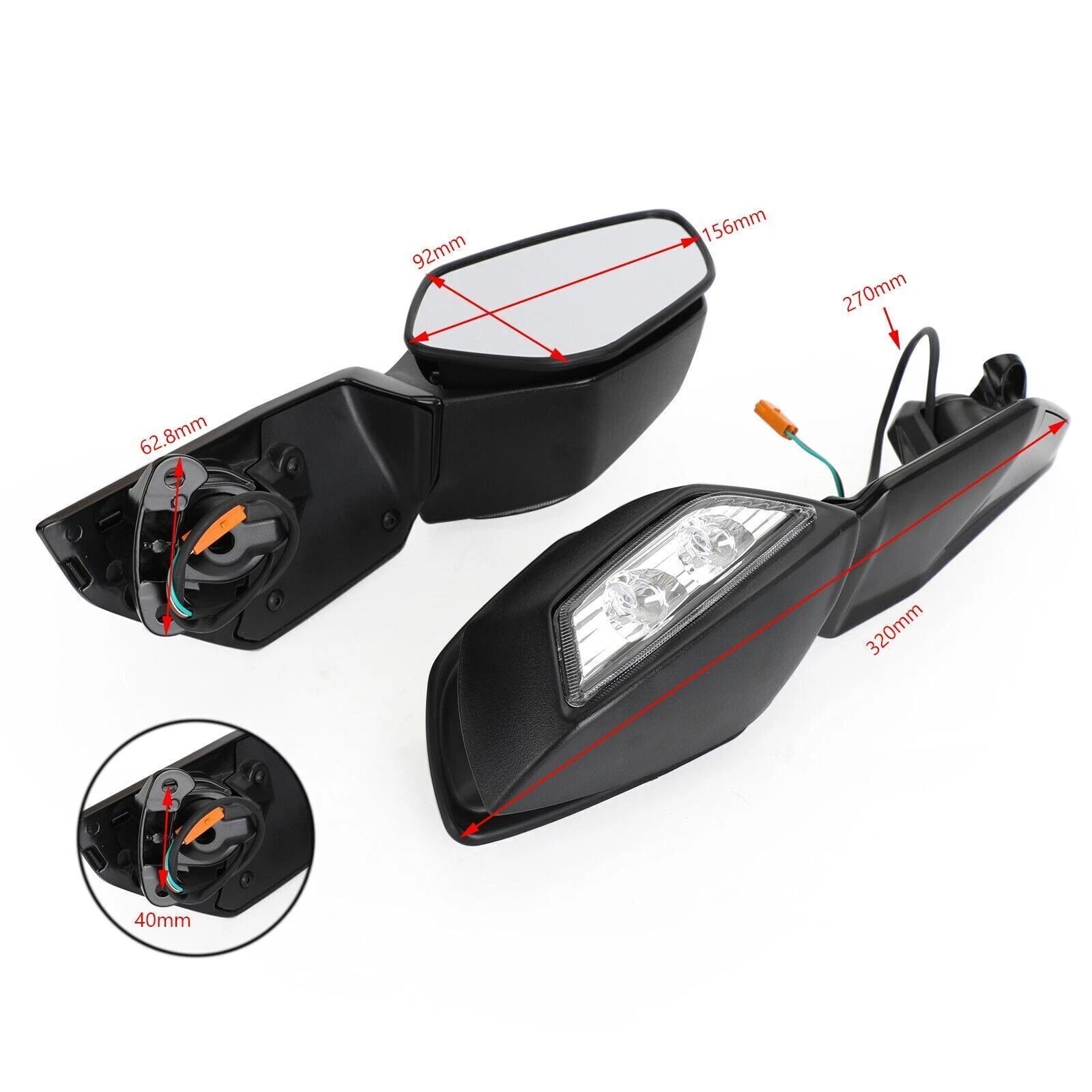Rearview Side Mirrors w/Turn Signal for Kawasaki ZX-10R ZX-10RR (2016–2020)