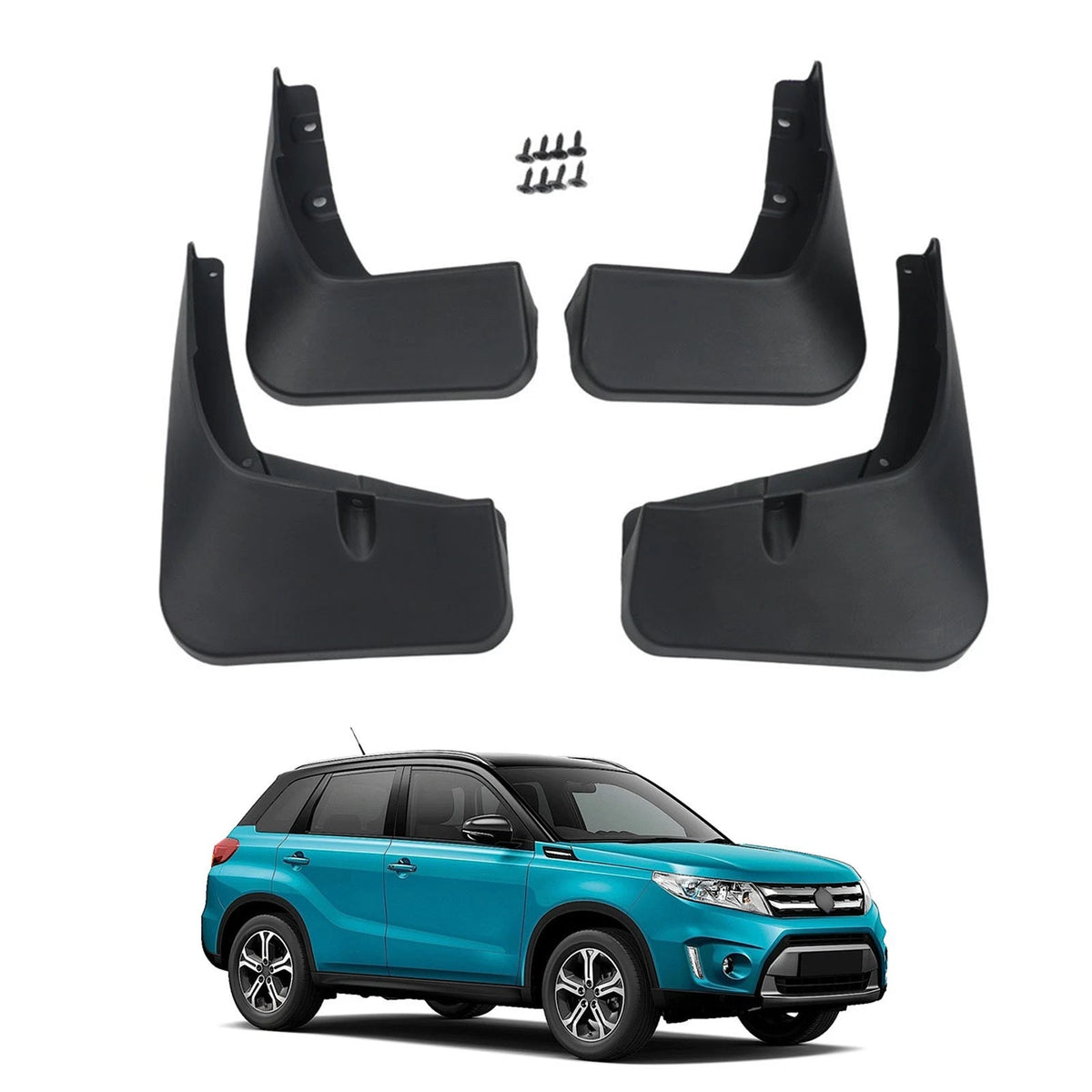 Set of 4 Black Fender Mudguard Mud Flaps for Suzuki Vitara Edcudo 2016 2025