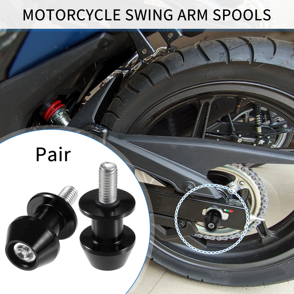 Swingarm Spools CNC 8mm Pair for Motorbike (Black) (2000–2024)