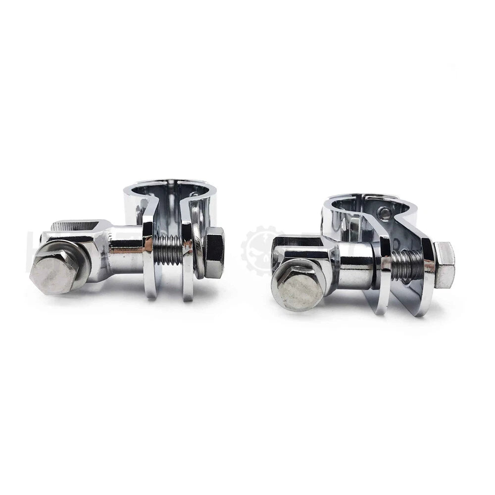 Chrome Foot Peg Mounts for Harley (1"-1 1/4" Engine Guard)