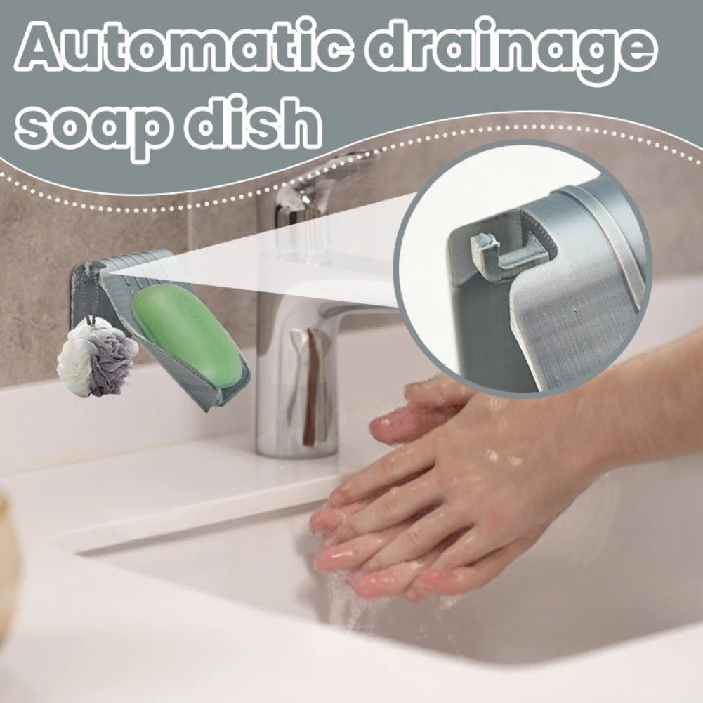 Automatic drainage soap dish rack for home bathrooms