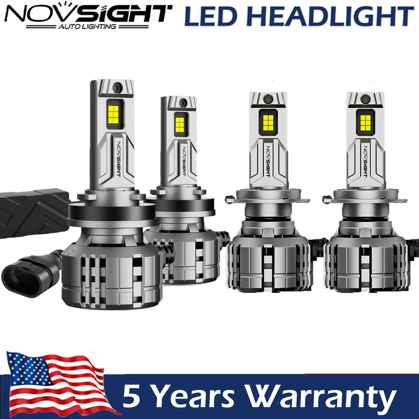 4X H7 H11 LED Headlight Bulbs for Conversion Kit (High/Low Beam)