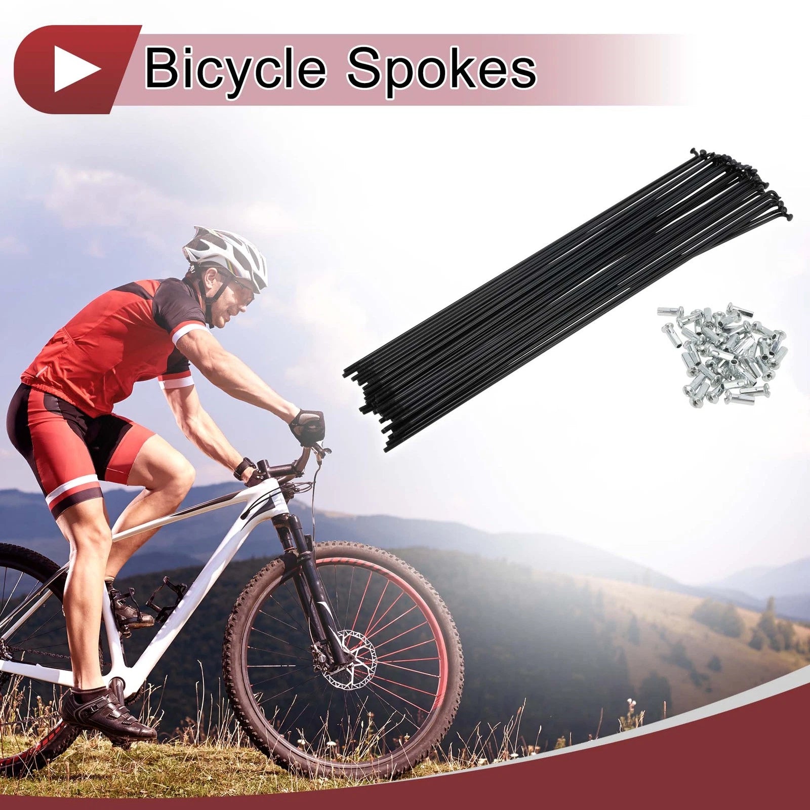 Bicycle Spokes Set 245mm Carbon Steel Black for 13G Wheels (38 Pack)