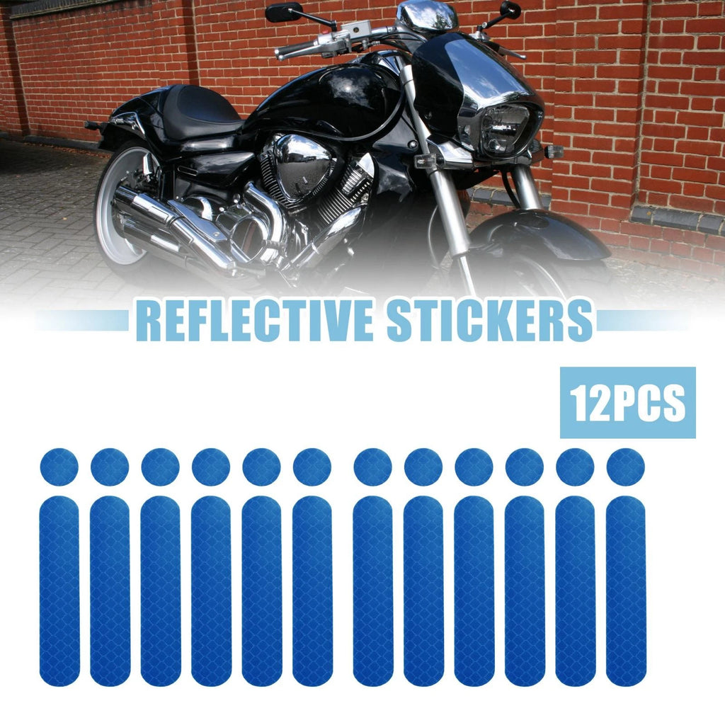 Reflective Safety Helmet Stickers 12PCS for Bicycle Motorcycle Blue