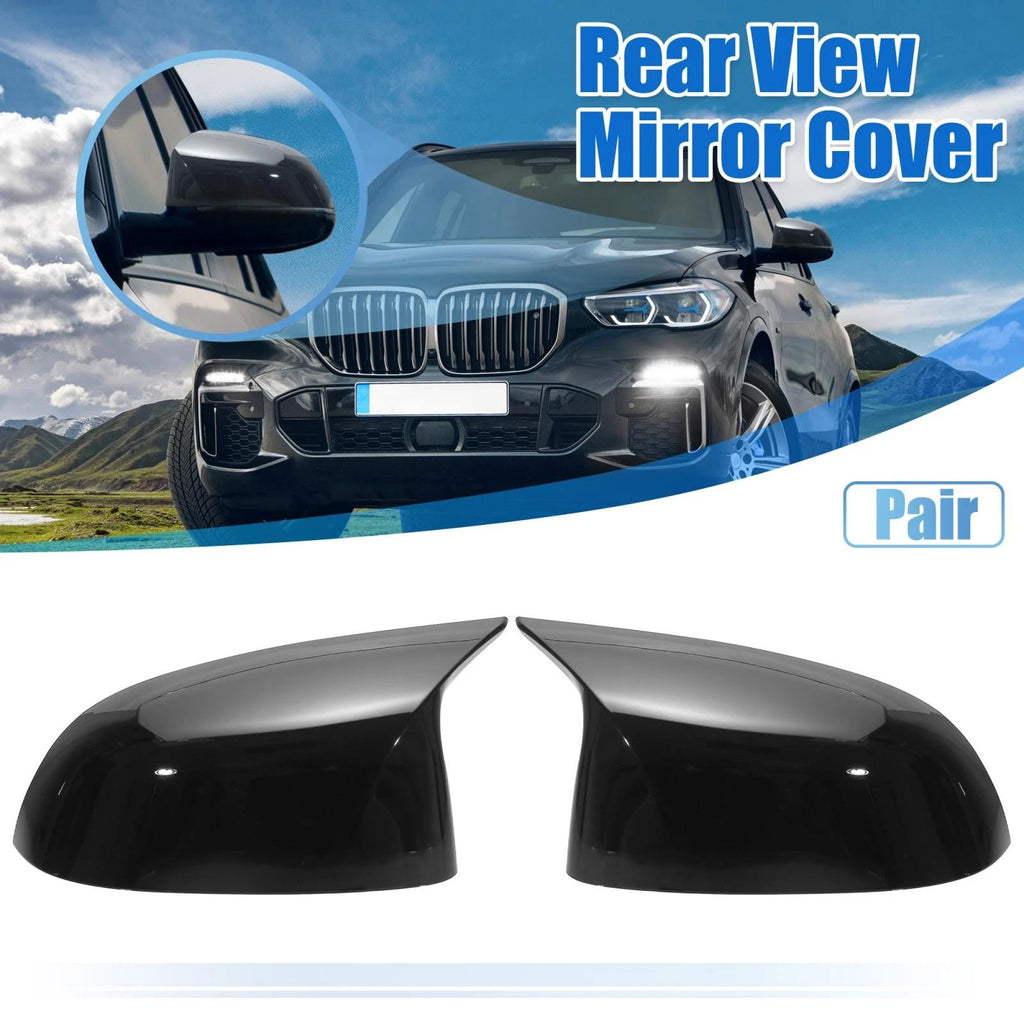 Rear View Mirror Cover Gloss Black Replacement for BMW X5 X4 X7 (2019–2021)