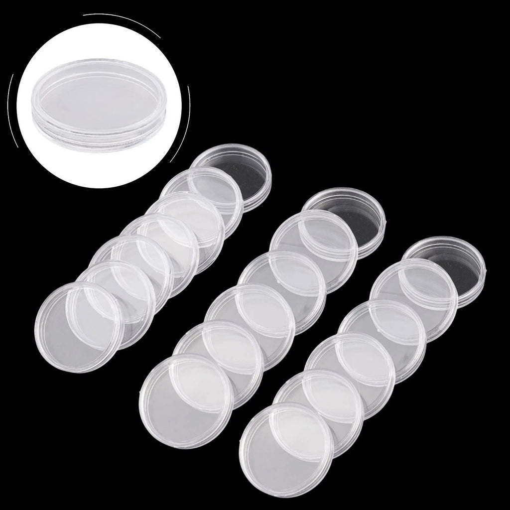 100 Pcs Clear Round Coin Holders Capsules 22mm Storage