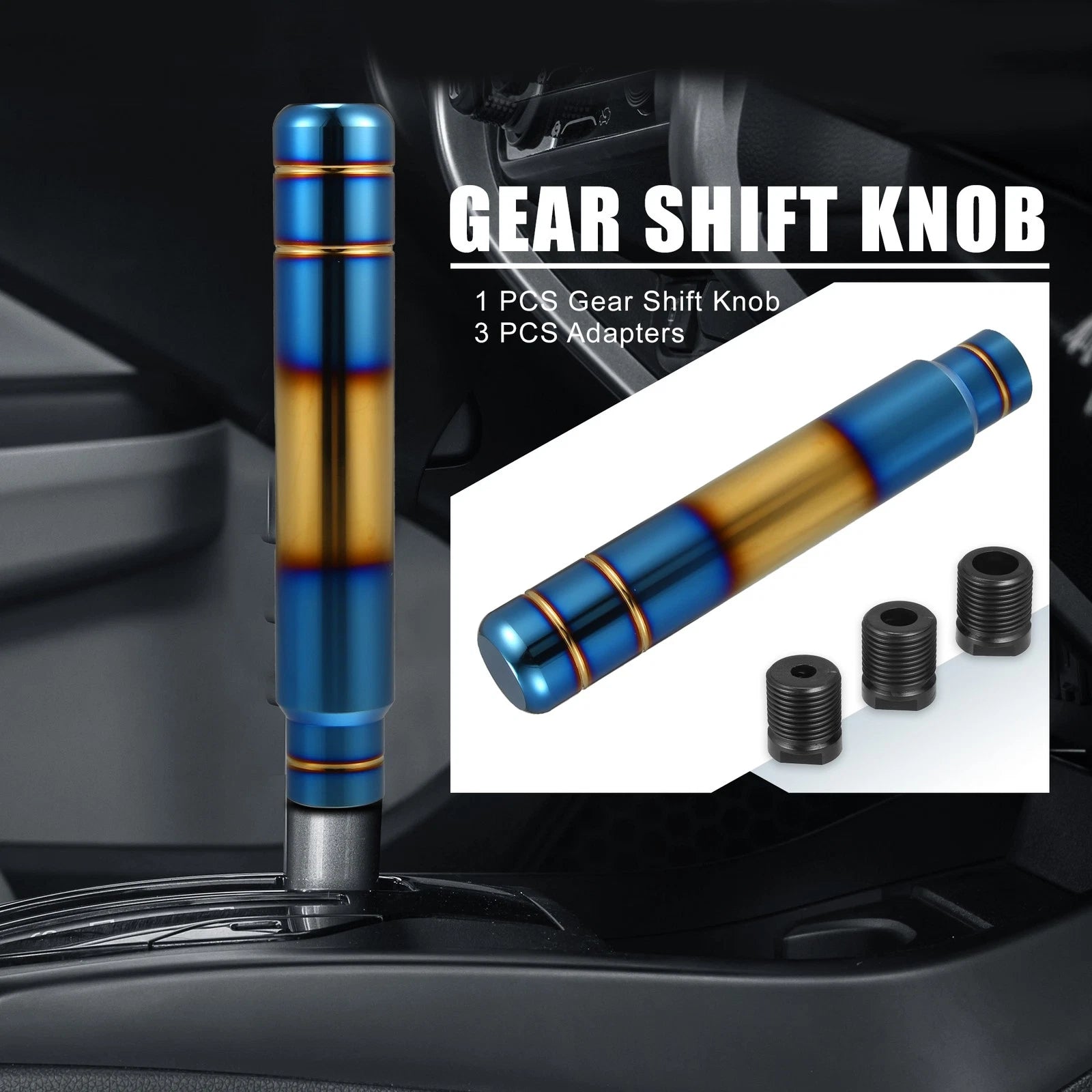 Gear Shift Knob for Universal Vehicles (7" Lever, Blue Gold Tone)