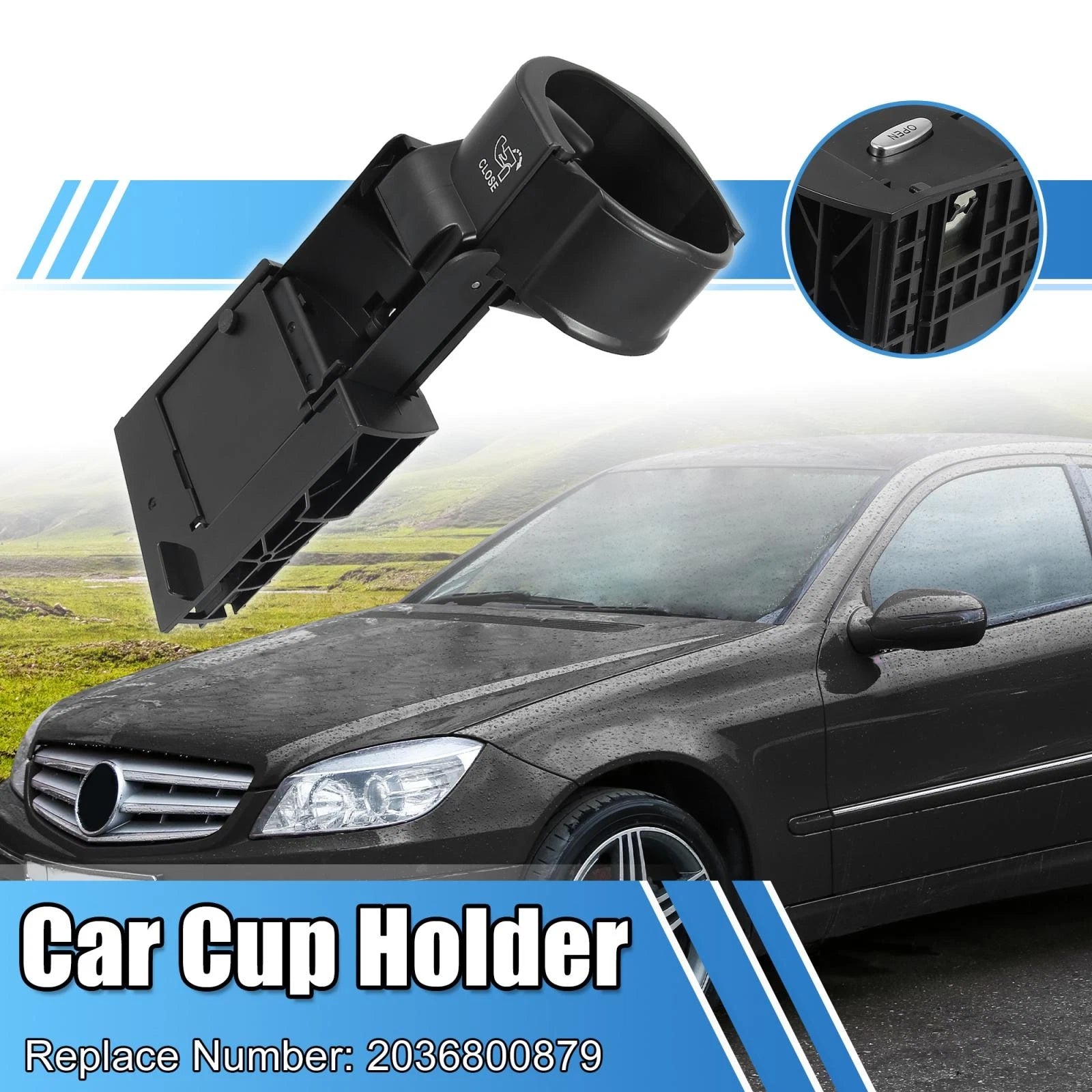 Car Cup Holder for Mercedes-Benz CLC C Class (2000–2011) Adjustable ABS