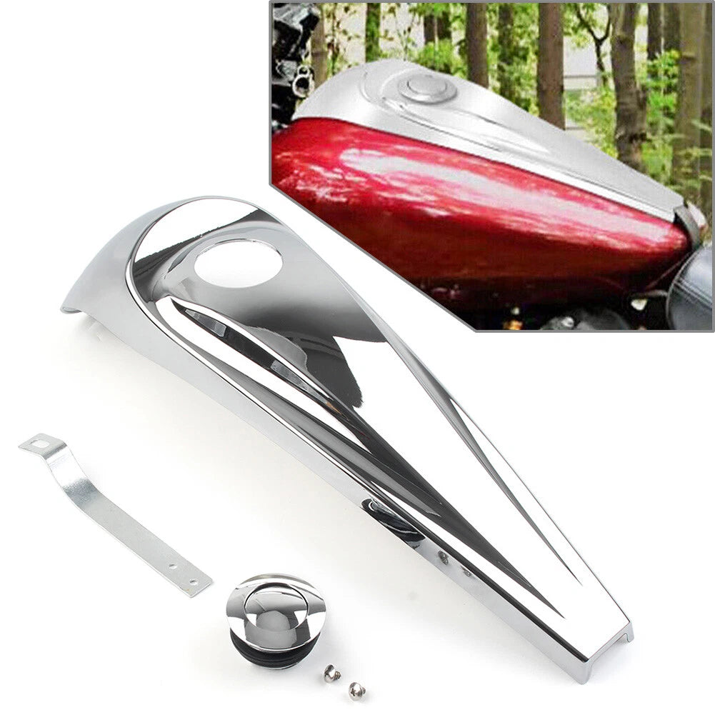 Chrome Dash Fuel Console Cover + Gas Tank Cap for Harley Touring (2008–2022)