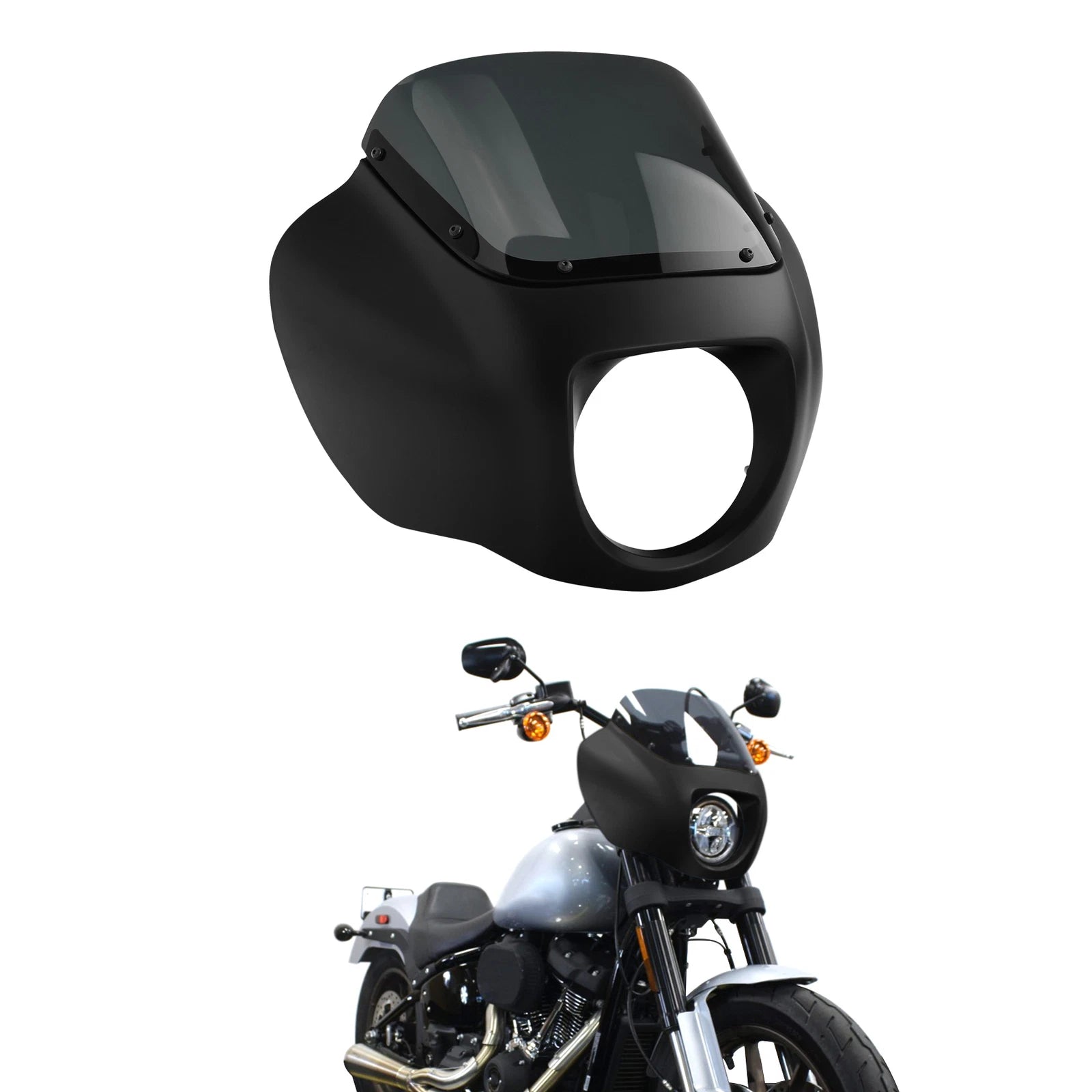 Headlight Fairing with Bracket for Harley Softail FXST FXBBS (2018–2025) Black Denim