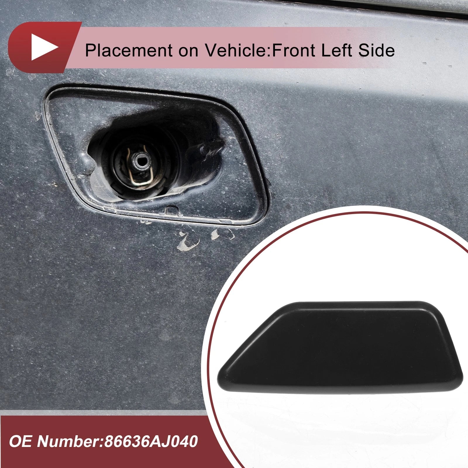 Front Left Washer Nozzle Cover Cap for Subaru Legacy (2010–2014) Unpainted