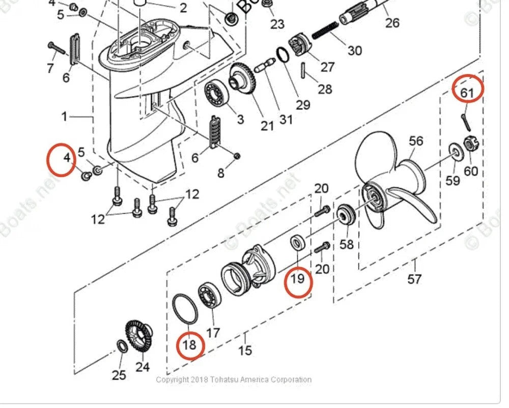 Lower Gearcase Seal & O-ring Kit 346650130, 3C7014030 for Tohatsu Outboard (–)
