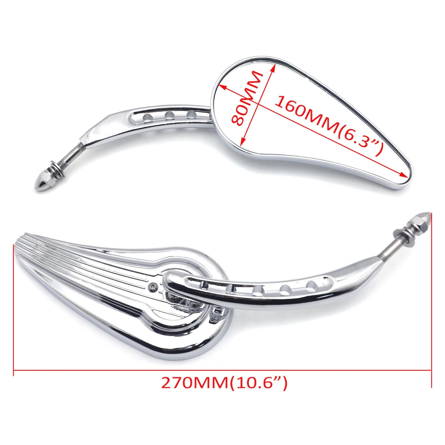Chrome Raindrop Side Mirrors for Harley Wide Glide, Switchback, CVO, Street Glide (T)