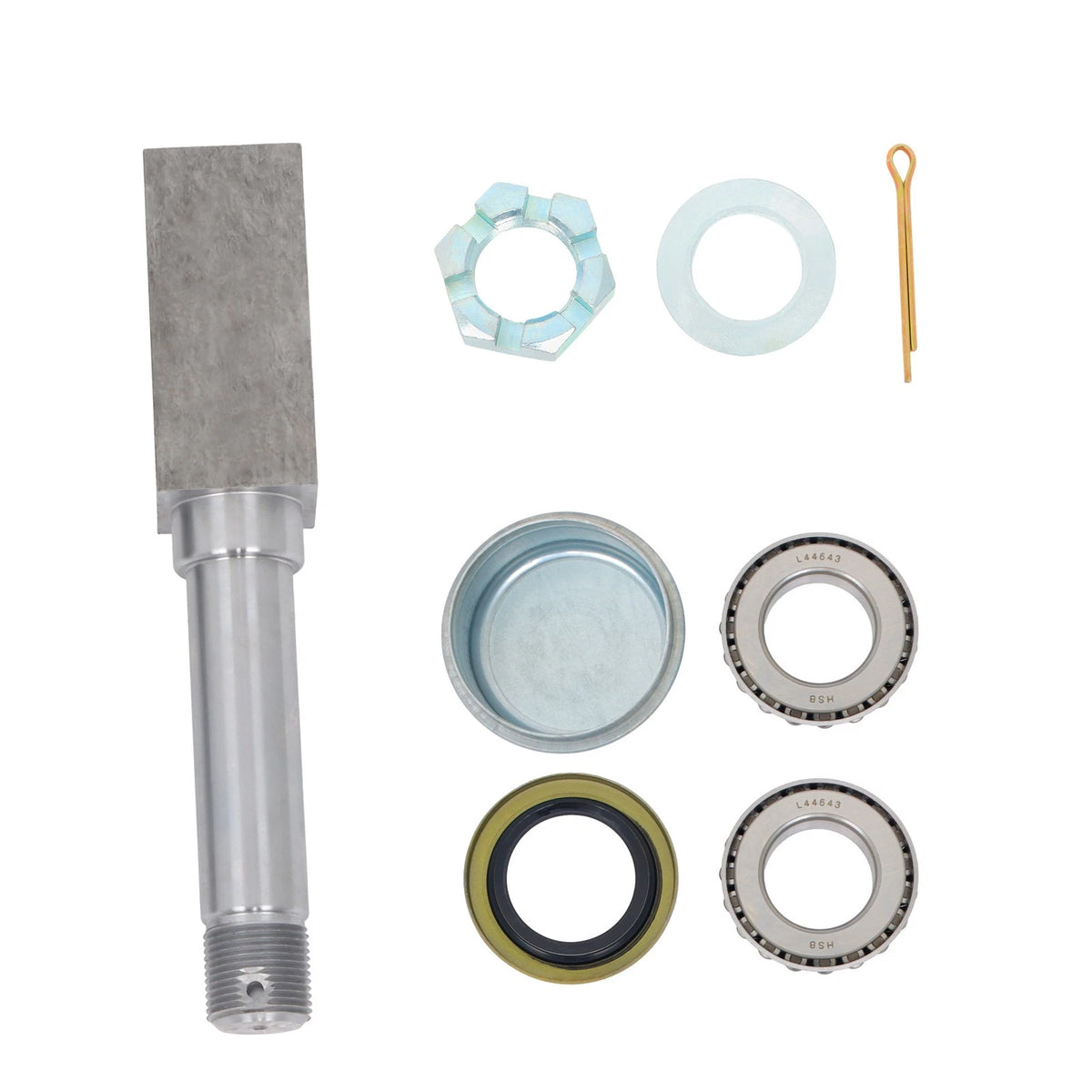 Set of 4 Trailer Hub Kit & 1" Square BT8 Spindle with Bearings for Trailer