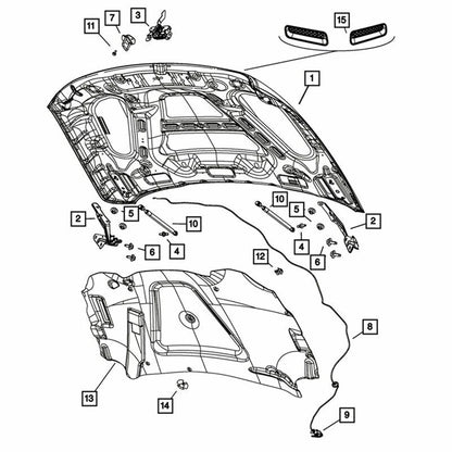 Hood Scoop Trim Insert Cover Set for Dodge Ram 1500 R/T (2009–2018)