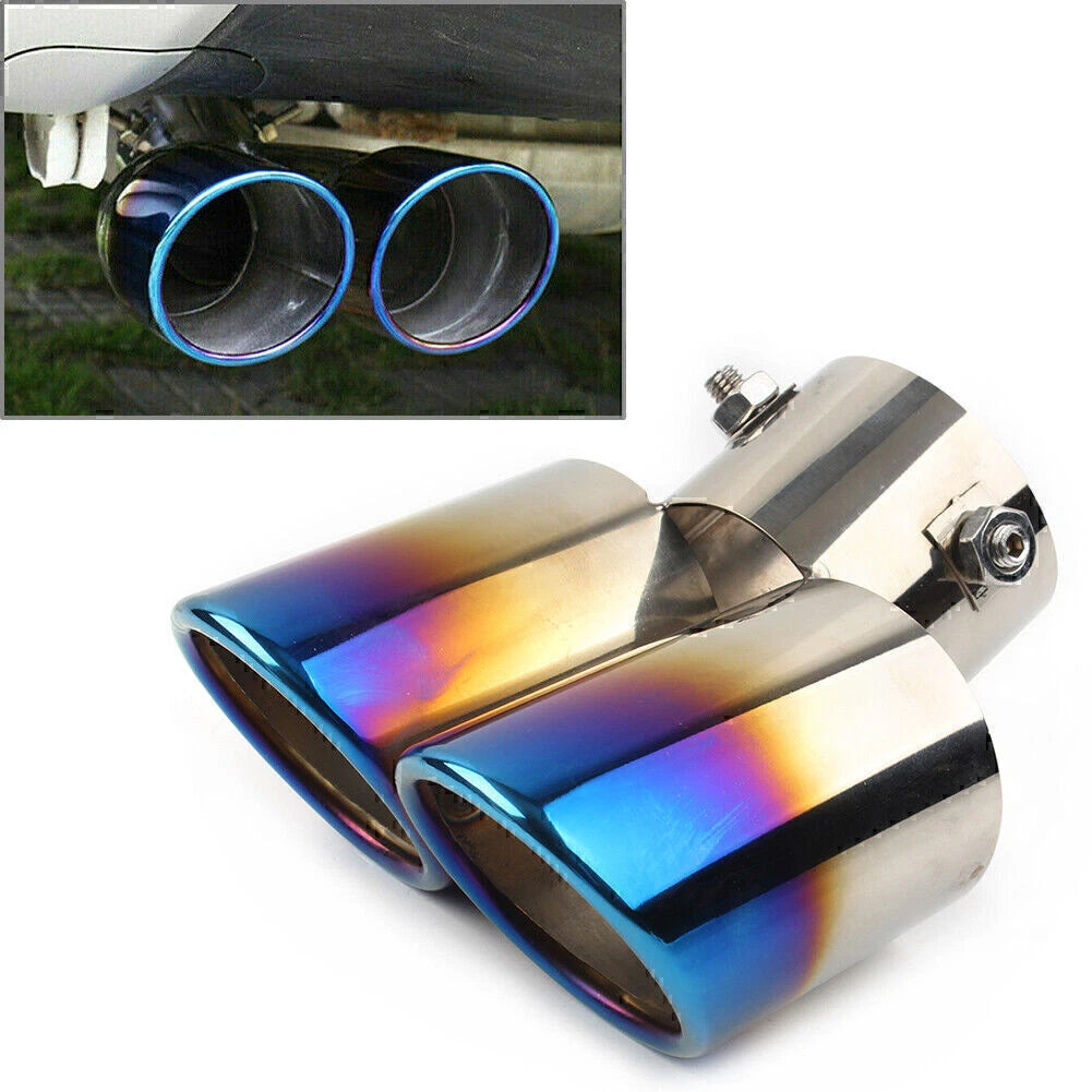Dual Stainless Rear Exhaust Pipe Tail Muffler Tip for Universal