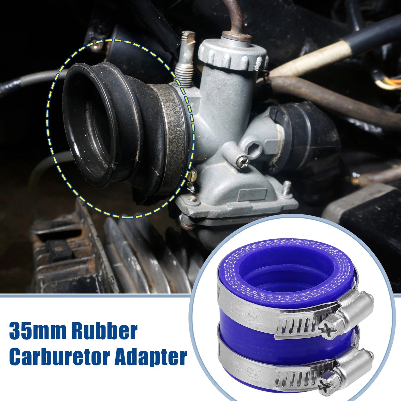 35mm ID Blue Carburetor Adapter Inlet Intake Pipe for