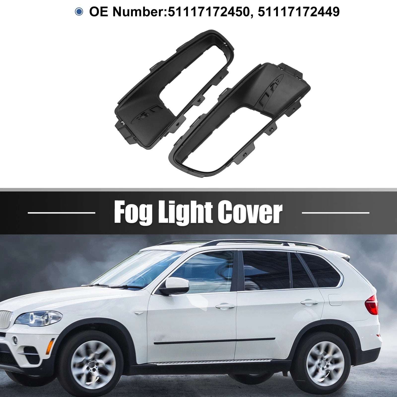 Fog Light Grille Cover Trim Pair for BMW X5 E70 (2007–2013)
