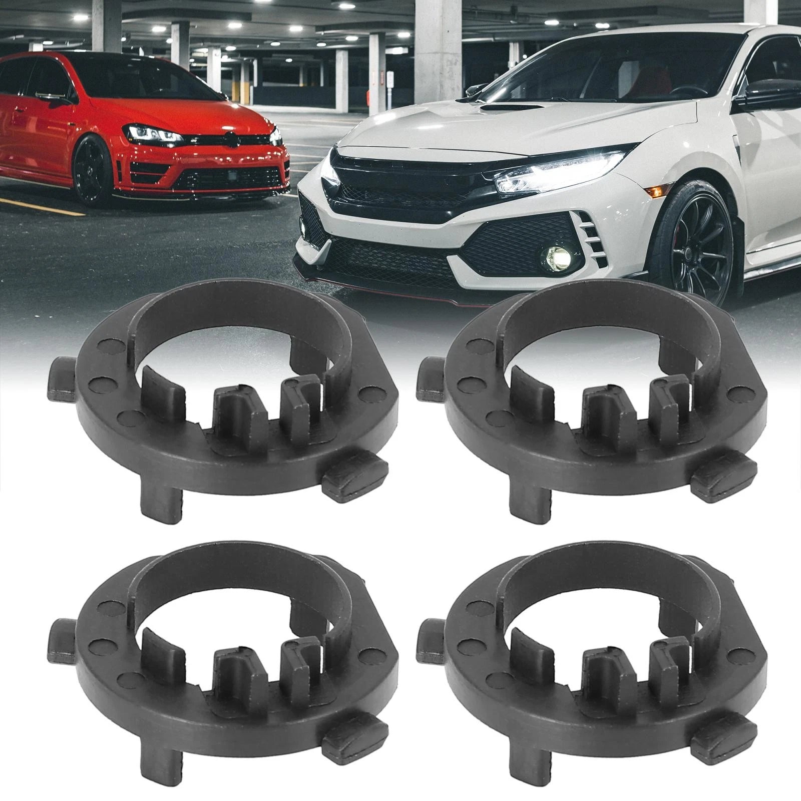 HID LED Headlight Bulb Adapter Holder for Kia K7 Hyundai H1 (4 Pack)
