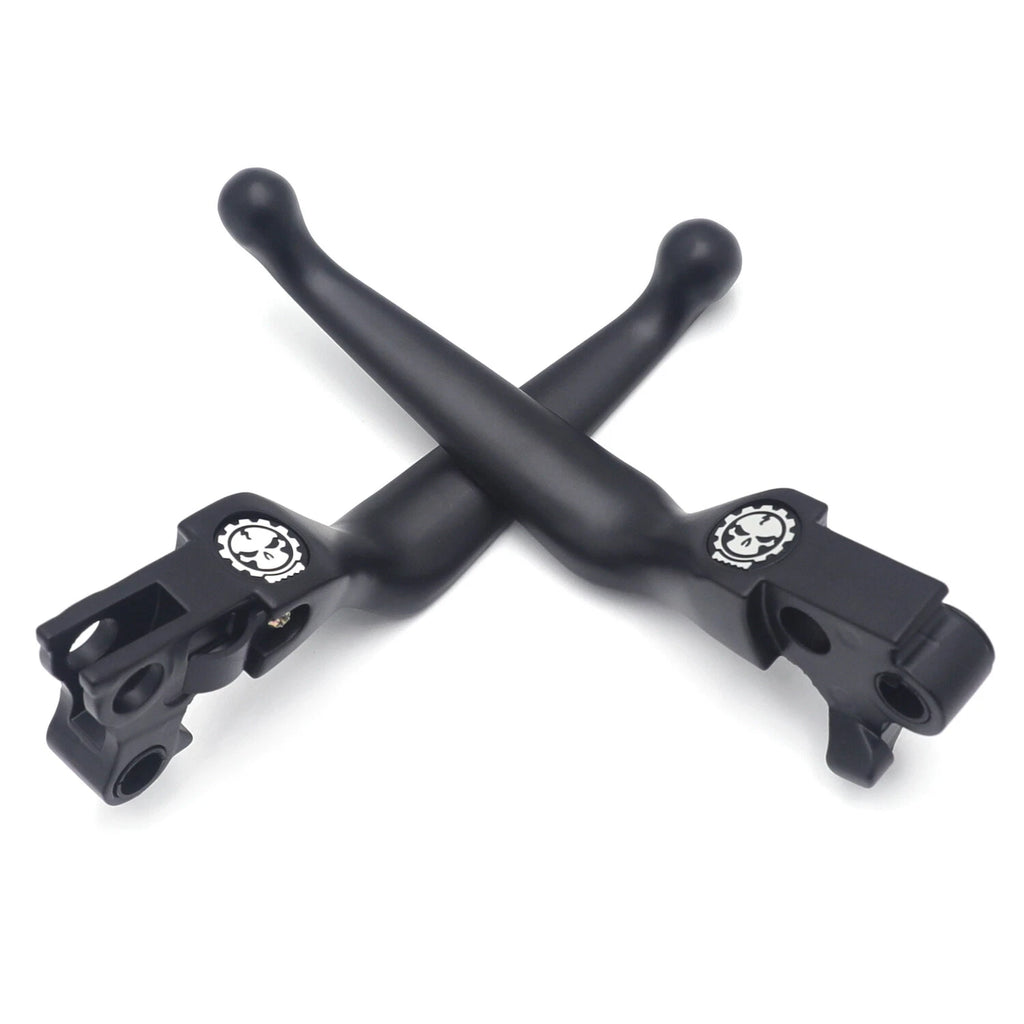 Black Skull Brake Clutch Levers for Harley XL/Dyna/Touring/Sof (1996–2007)