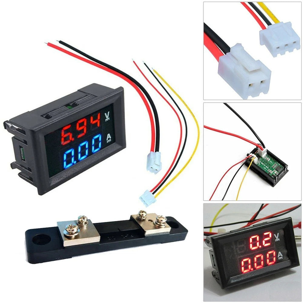 Digital Voltmeter Amp Volt Tester for Universal Use (0-100V, 50A)
