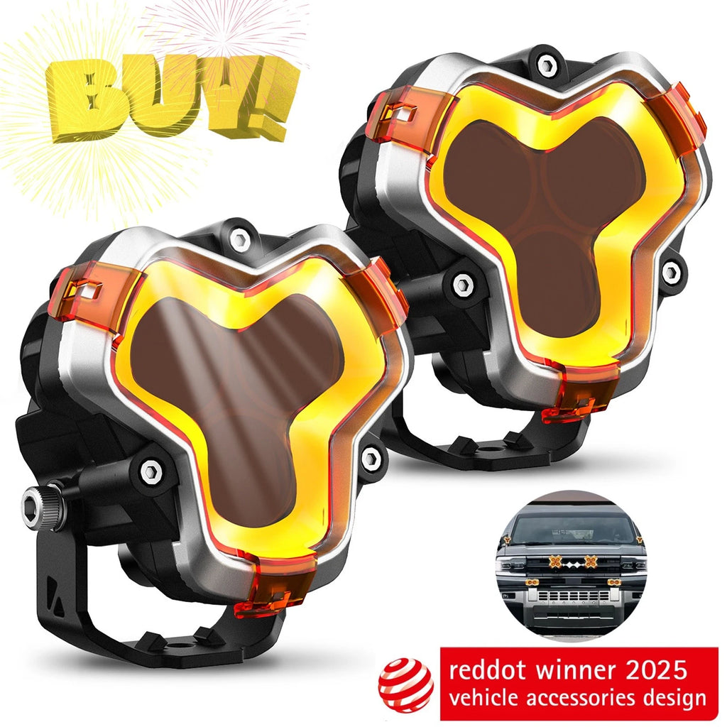 2X 3" LED Pod Work Light Flood Beam for Jeep SUV