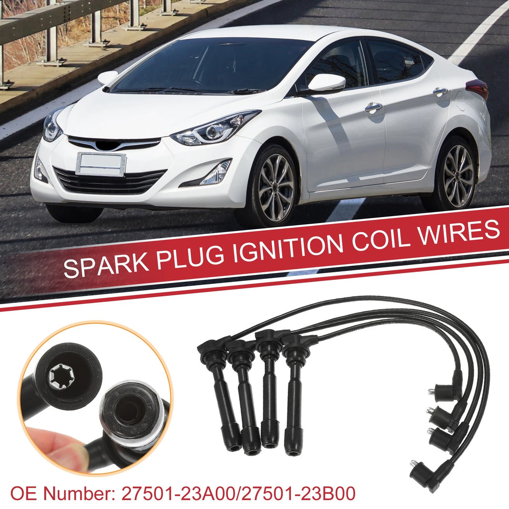 4 Pcs Ignition Coil Cable Spark Plug Wire Set for Hyundai Elantra (2017–2020)