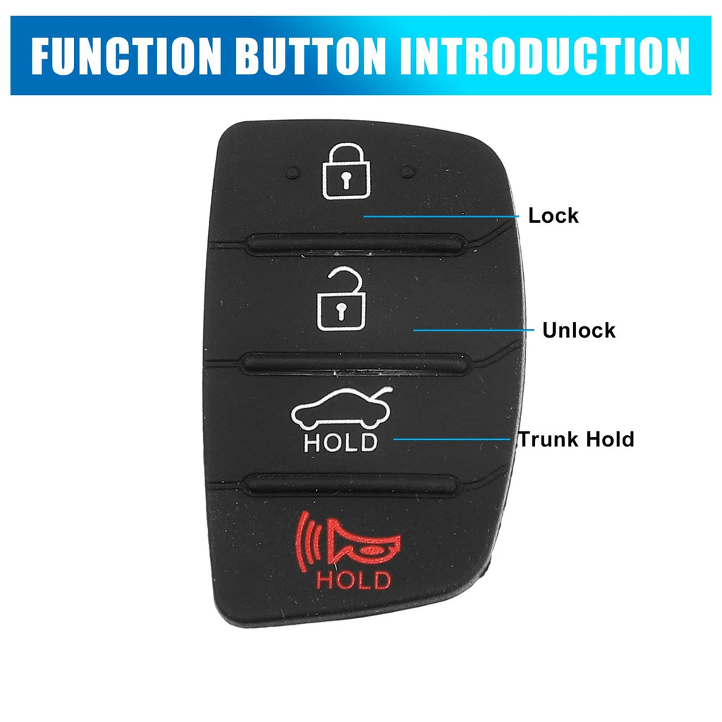 4-Button Key Fob Rubber Cover Replacement for Hyundai (2007–2016)
