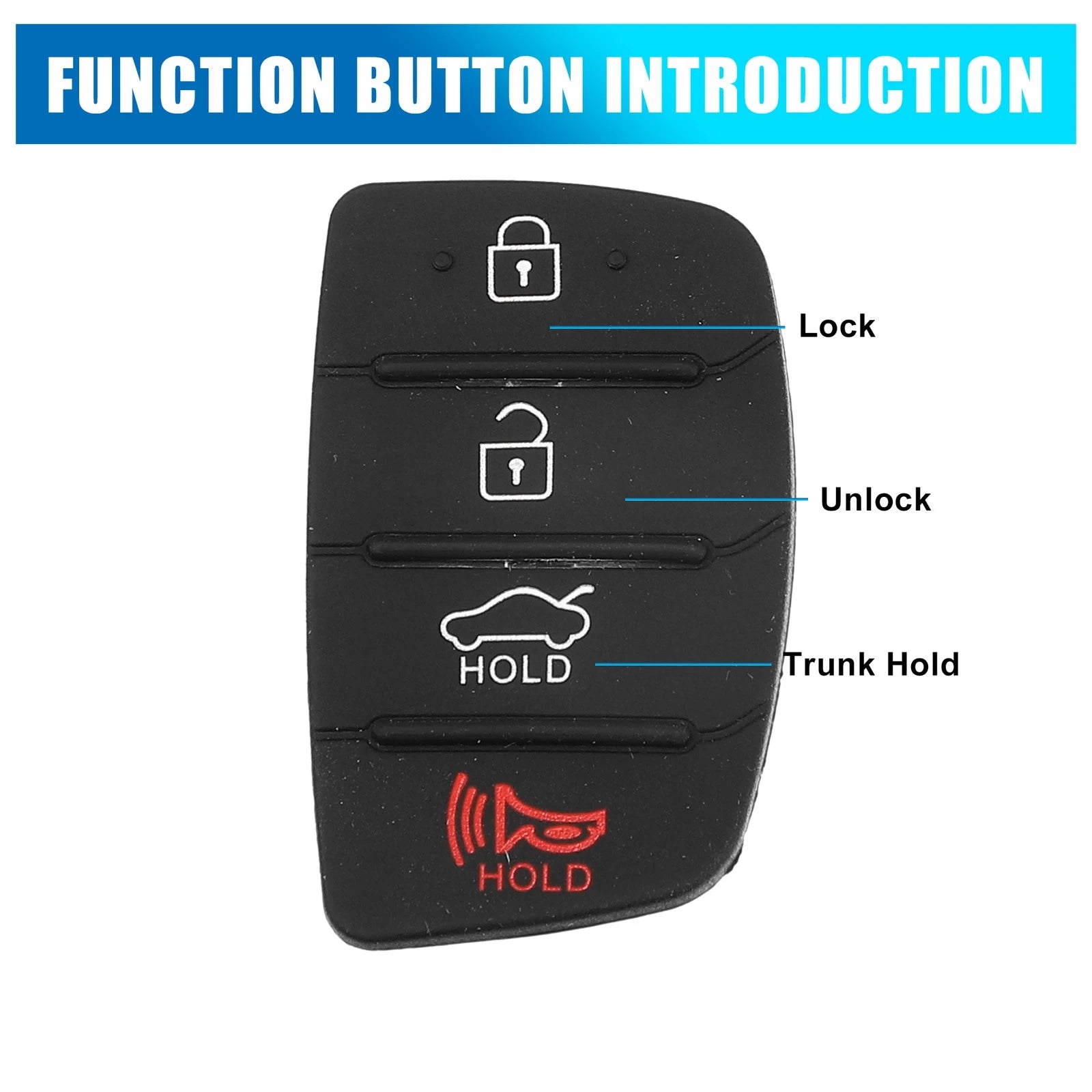 4-Button Key Fob Rubber Cover Replacement for Hyundai (2007–2016)