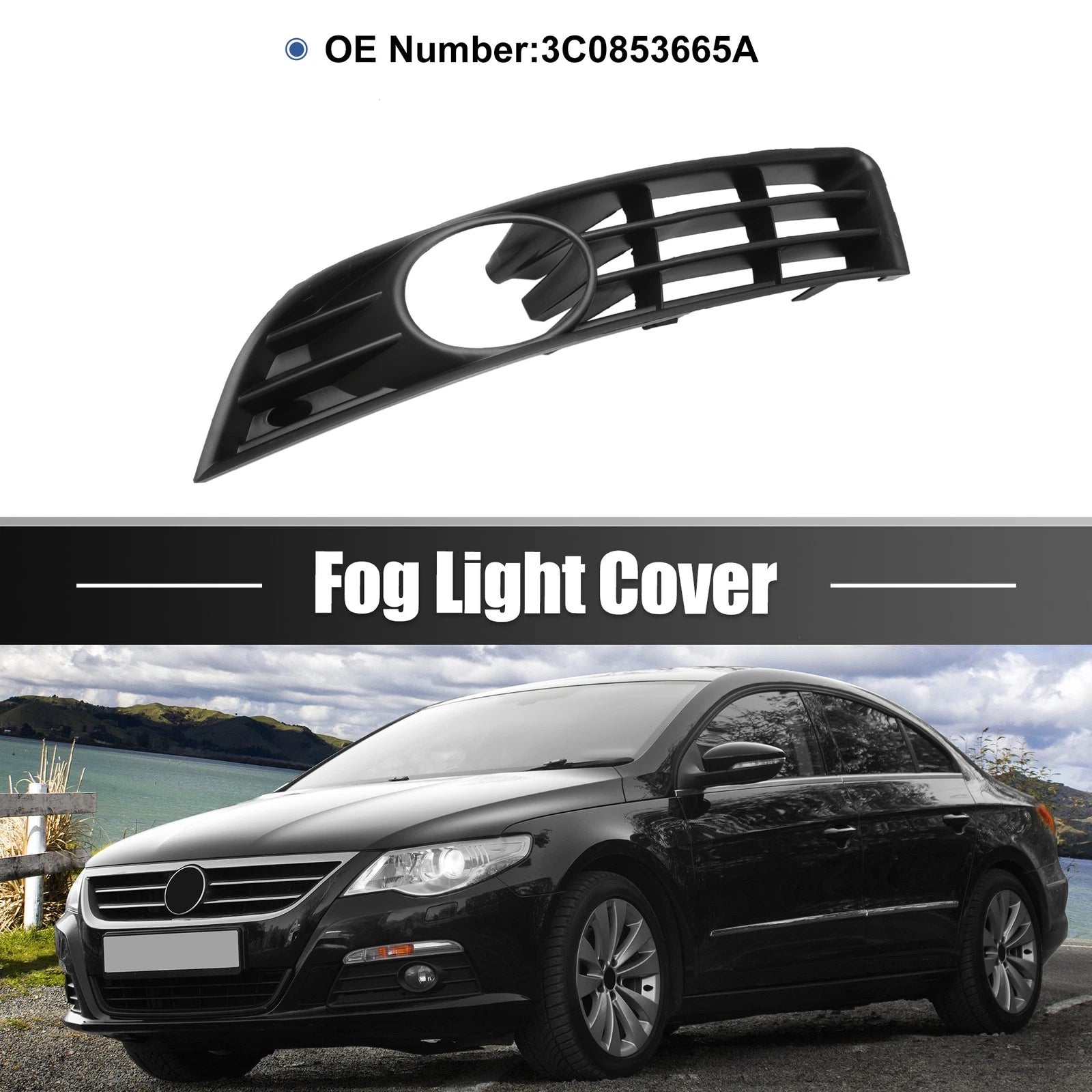 Fog Light Grille Cover Front Left Driver Side Replacement for Volkswagen Passat (2006–2010)