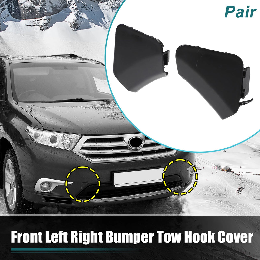 Front Bumper Tow Hook Cover Pair Unpainted for Toyota Highlander (2010–2020)