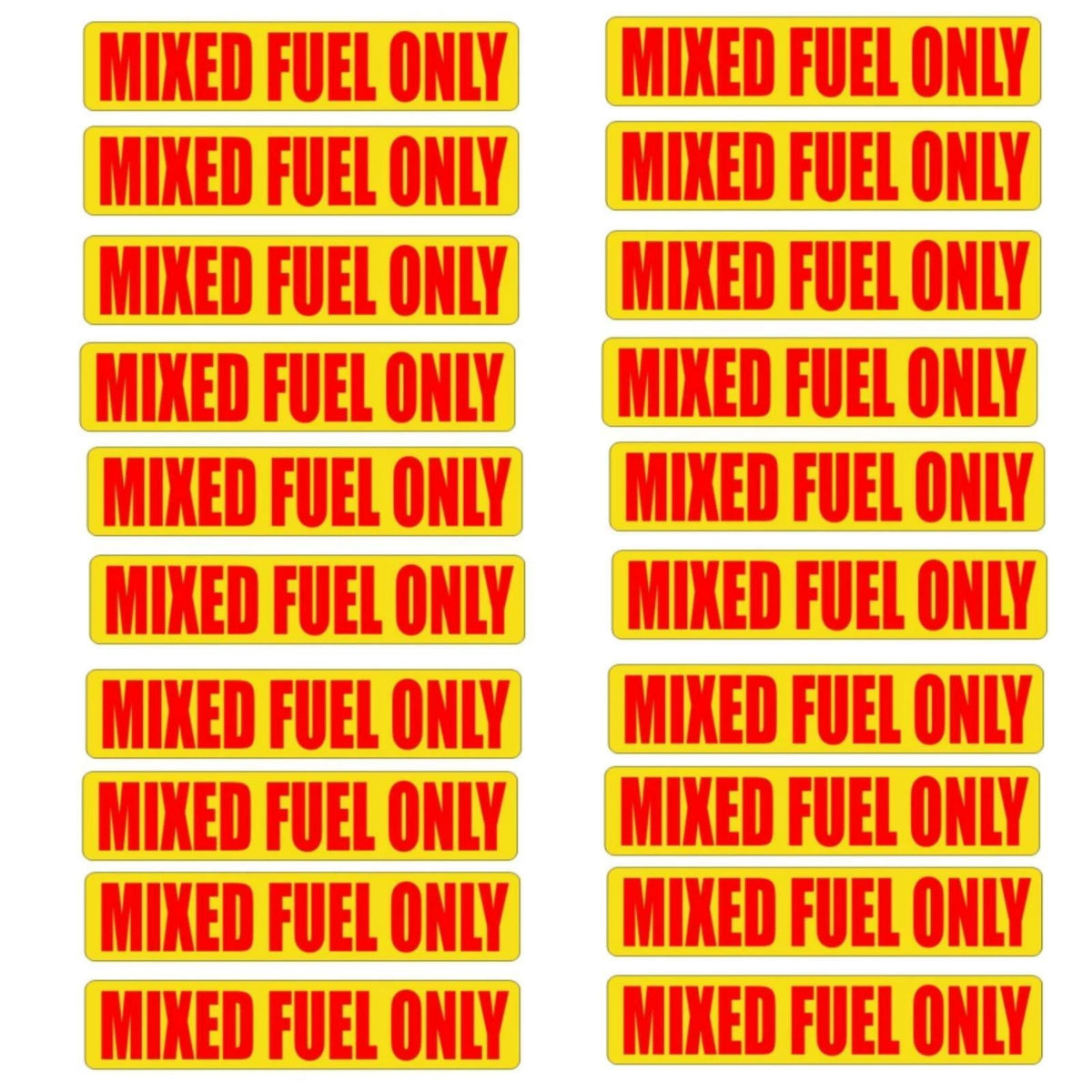 20 Mixed Fuel Only Warning Sticker 0.75" X 3.25" Size for Precise Identification