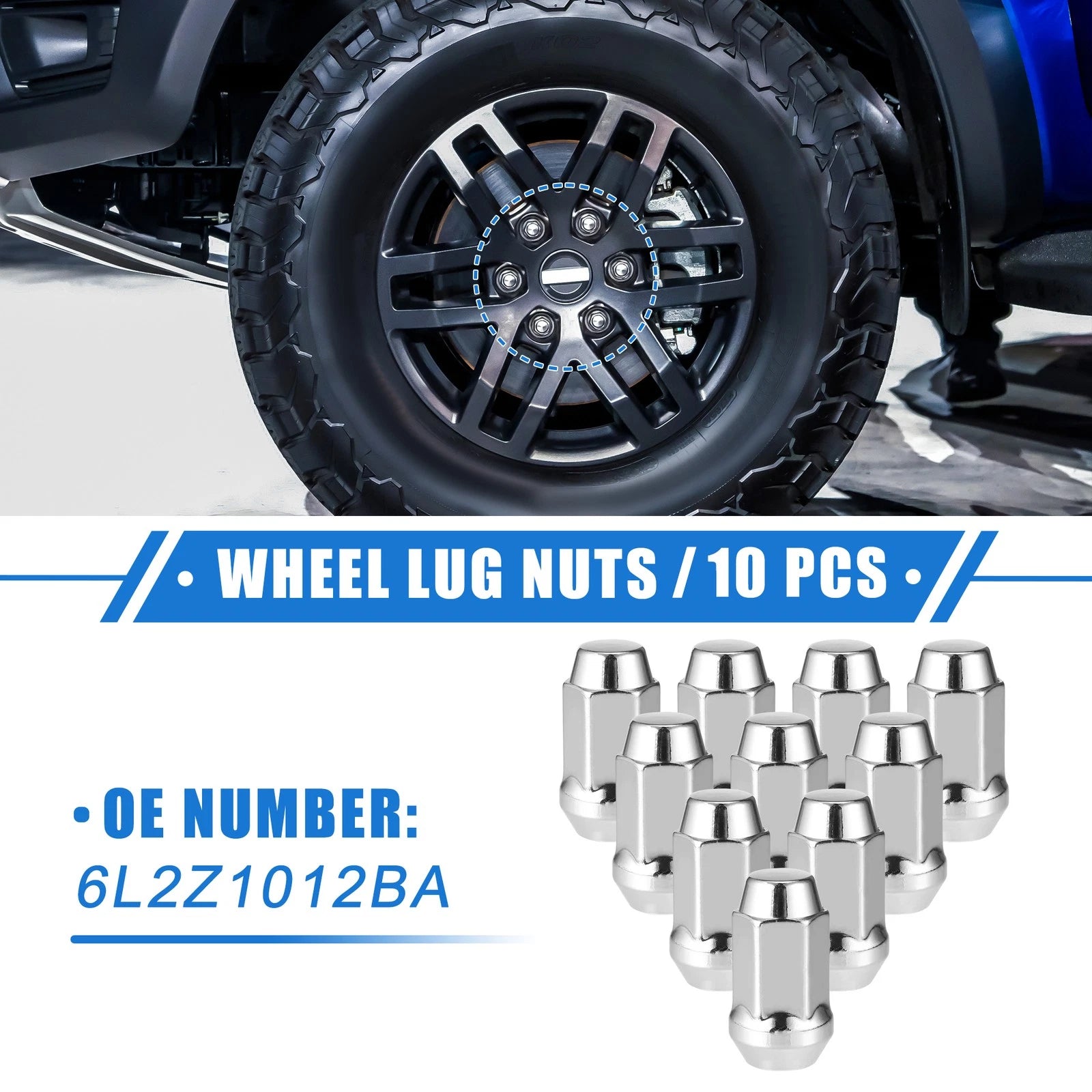 Wheel Lug Nuts Set Replacement for Lincoln MKS and Ford Explorer (1/2-20) (2011–2018)