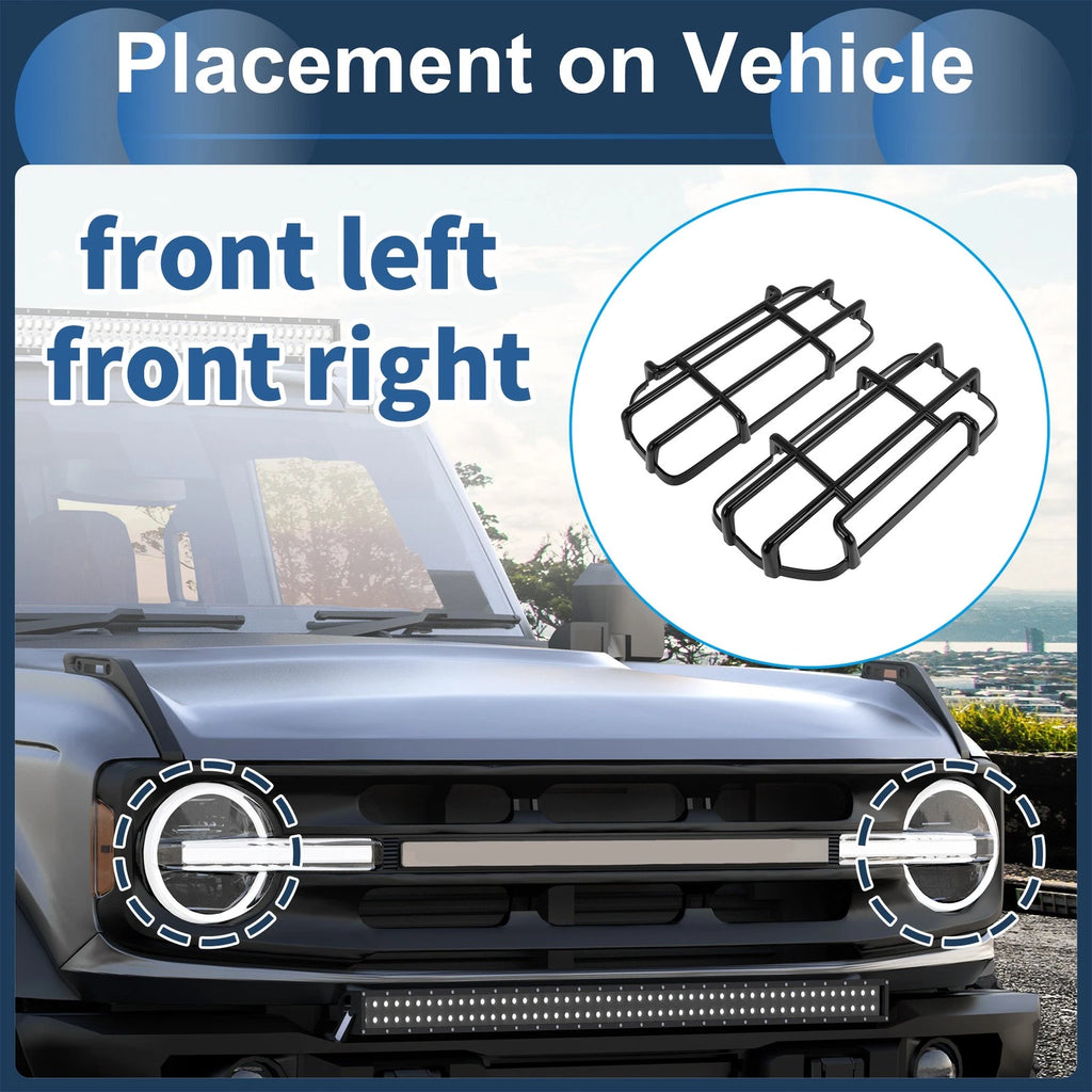 1 Pair Headlight Trim Bezel for Ford Bronco (Black) (1978–1979)