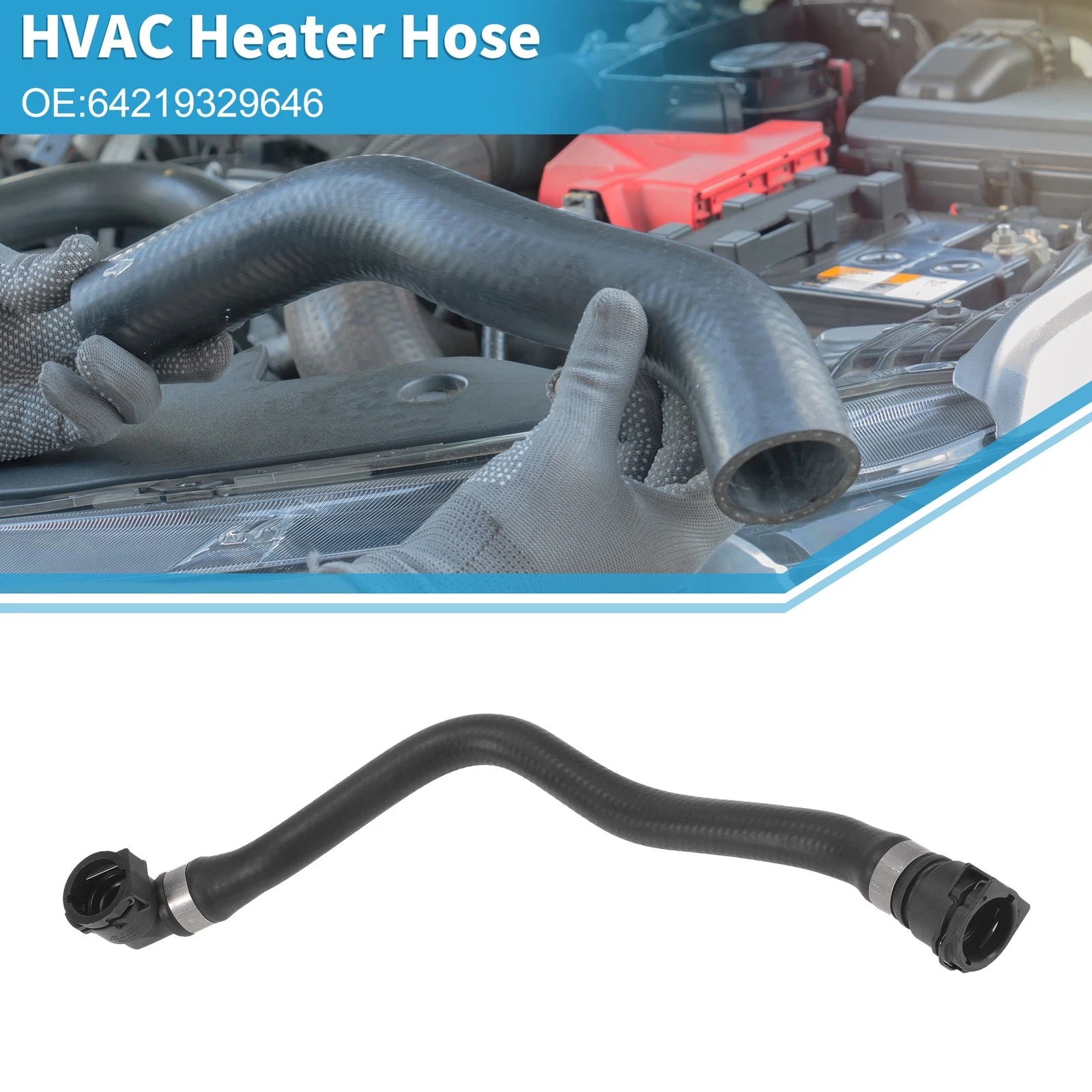 HVAC Heater Hose Replacement for BMW 230i 2.0L (2017–2020) Black Rubber