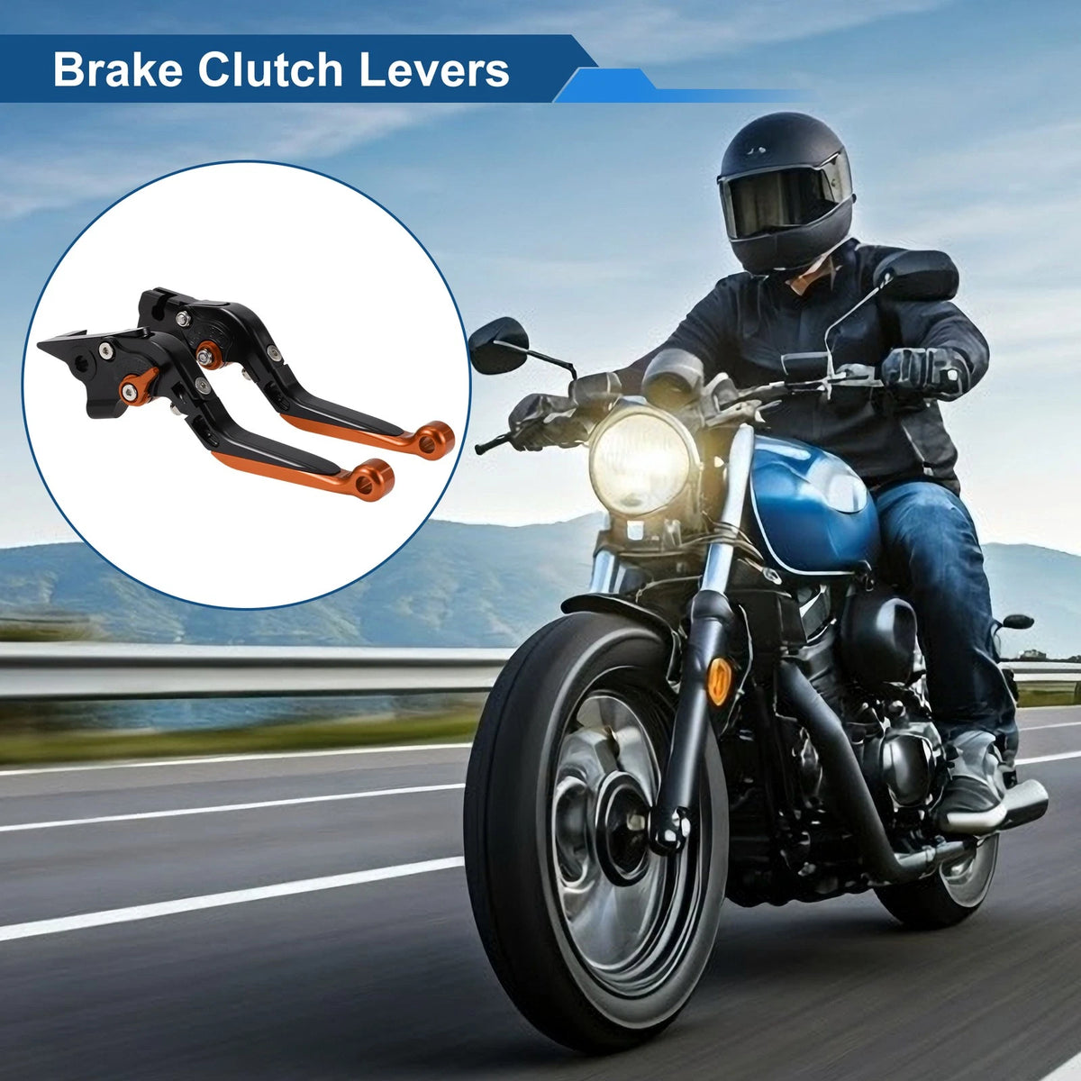Adjustable Brake Clutch Levers for Yamaha MT-07 (2014–2022) Black Orange 1 Pair
