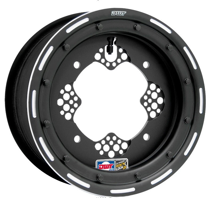2X DWT ROK'N LOK Front Black Beadlock Rim Wheel 10" 10x5 4/144 for KFX 450R (2008–2013)