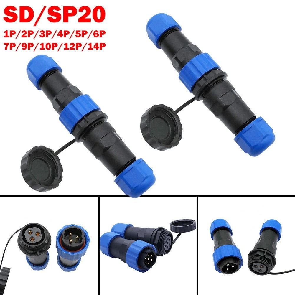 SP20 IP68 Waterproof Aviation Connector 2 to 14 Pin Inline Socket