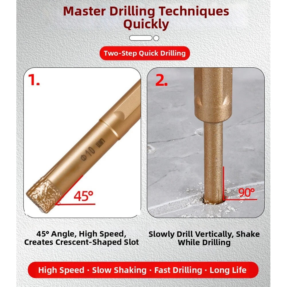4 Piece Diamond Drill Bit Set for Hard Tiles Granite Concrete