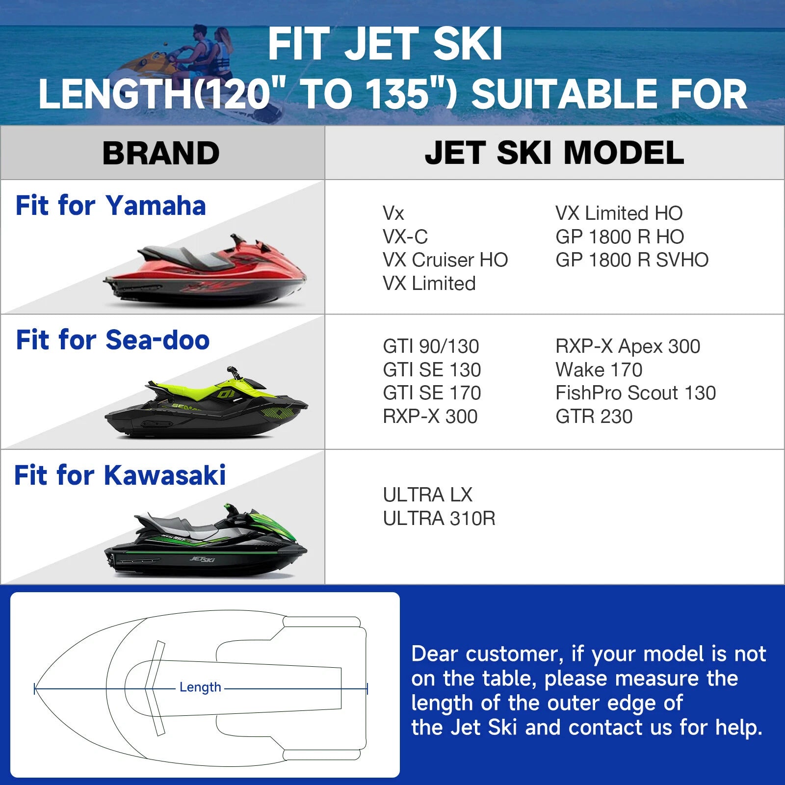 Watercraft Jet Ski Cover Waterproof for Jet Ski