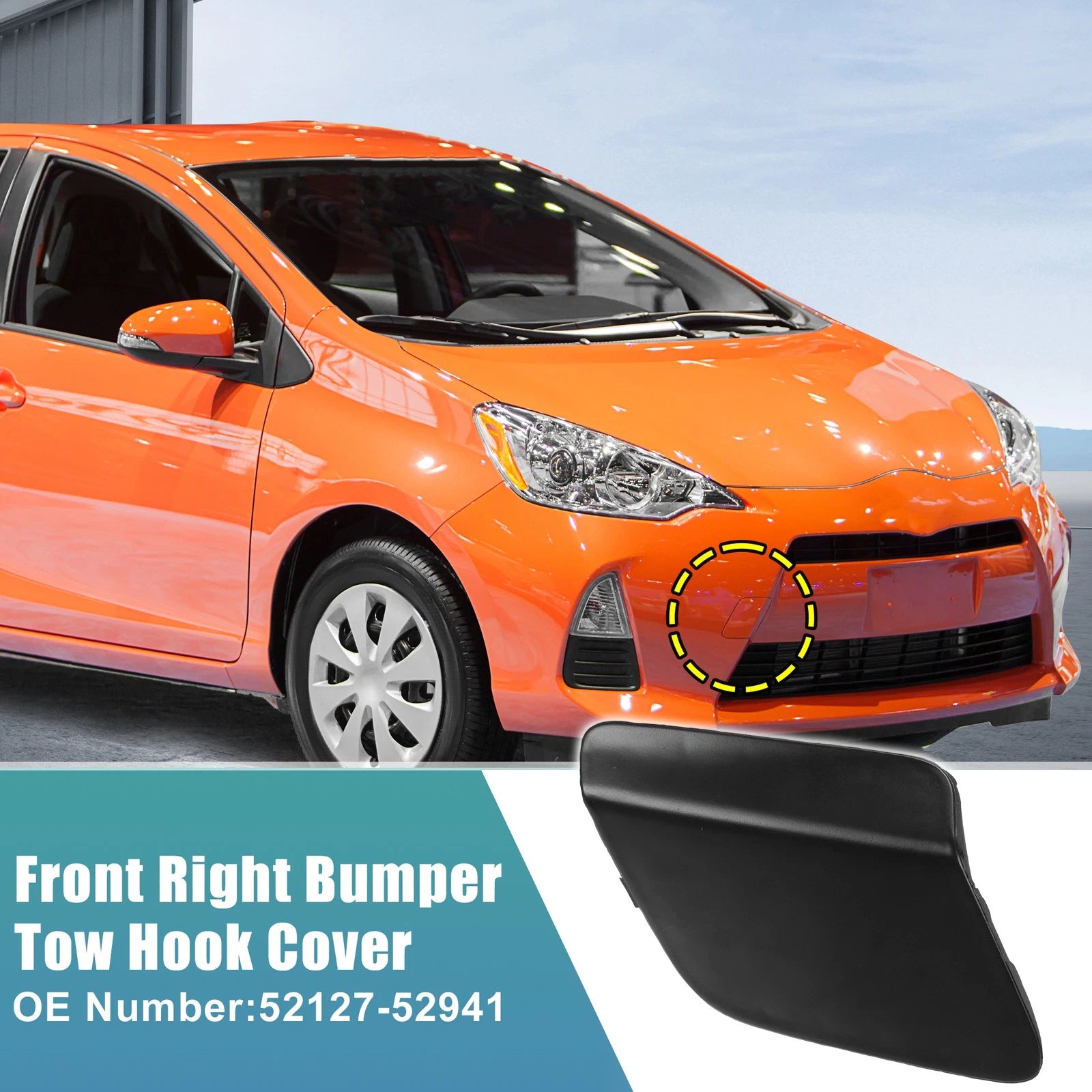 Unpainted Front Right Tow Hook Cover for Toyota Prius C (2012–2014)