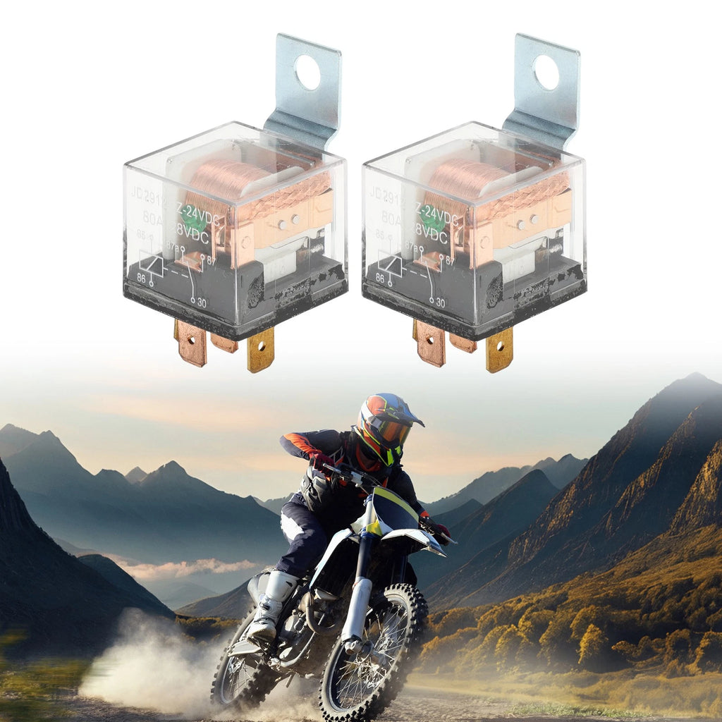 2X 5-Pin 24V 80A Waterproof Auto Relay for Various Vehicles