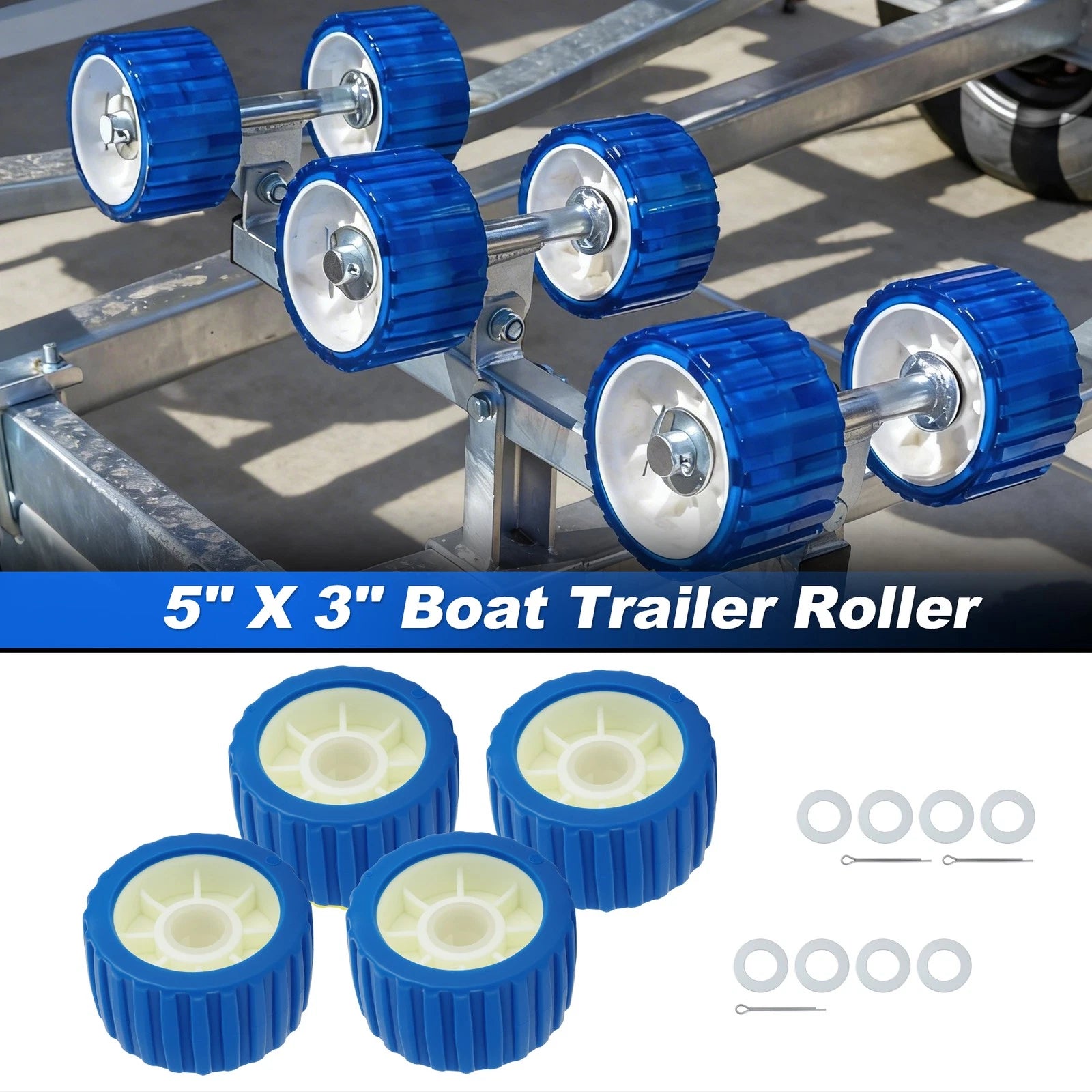 4 Pack 5x3 Boat Trailer Wobble Rollers Replacement for Universal (All Years)