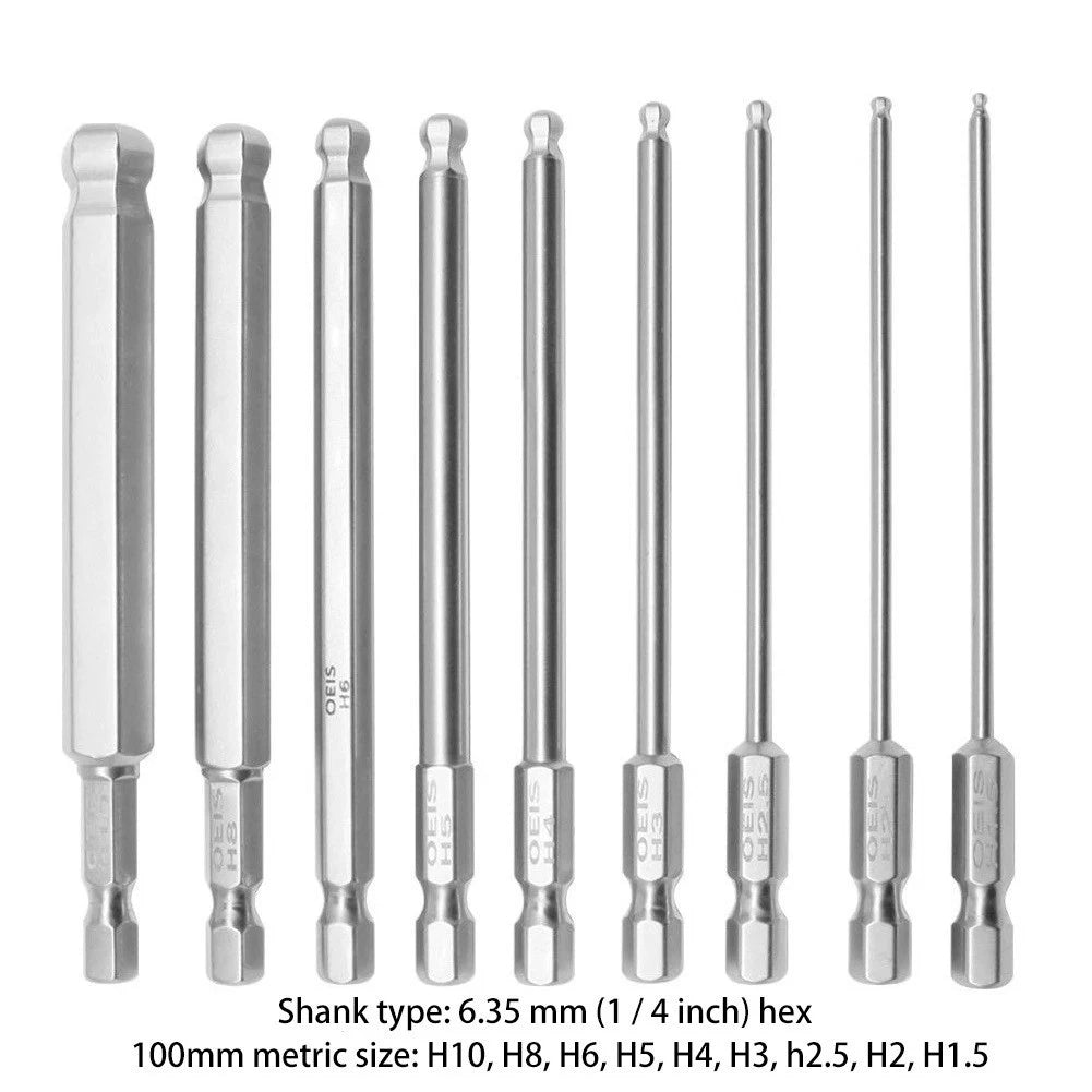 1/4" Hex Magnetic Ball End Screwdriver Bit Set for Fine Workmanship