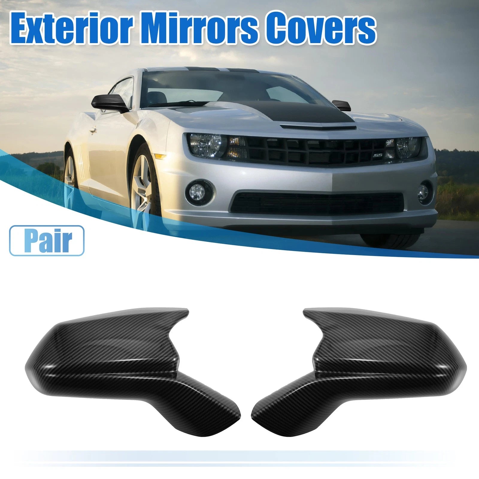 Rearview Side Mirror Cover Carbon Fiber Pattern Replacement for Chevrolet Camaro (2010–2015)