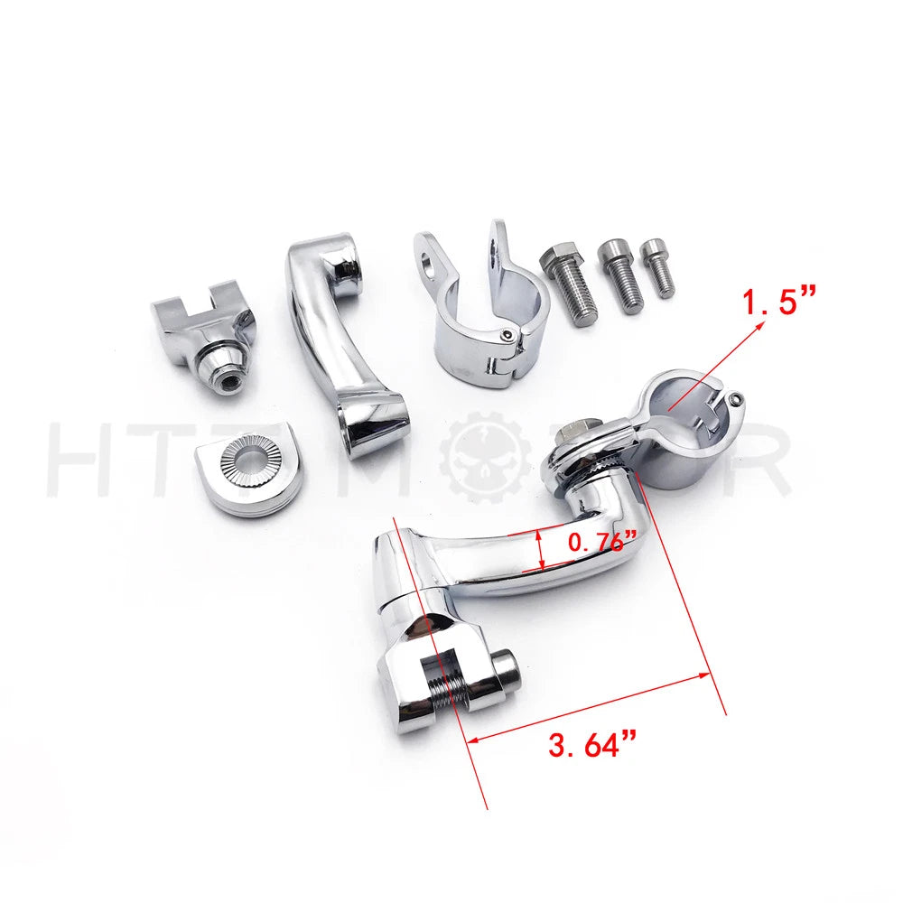Chrome 360 Adjustable Highway FootPeg Mounting Kit for Harley (1.5")